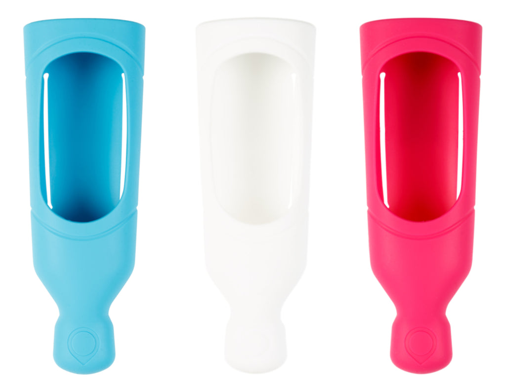 Squeezi shampoo dispenser blue white pink